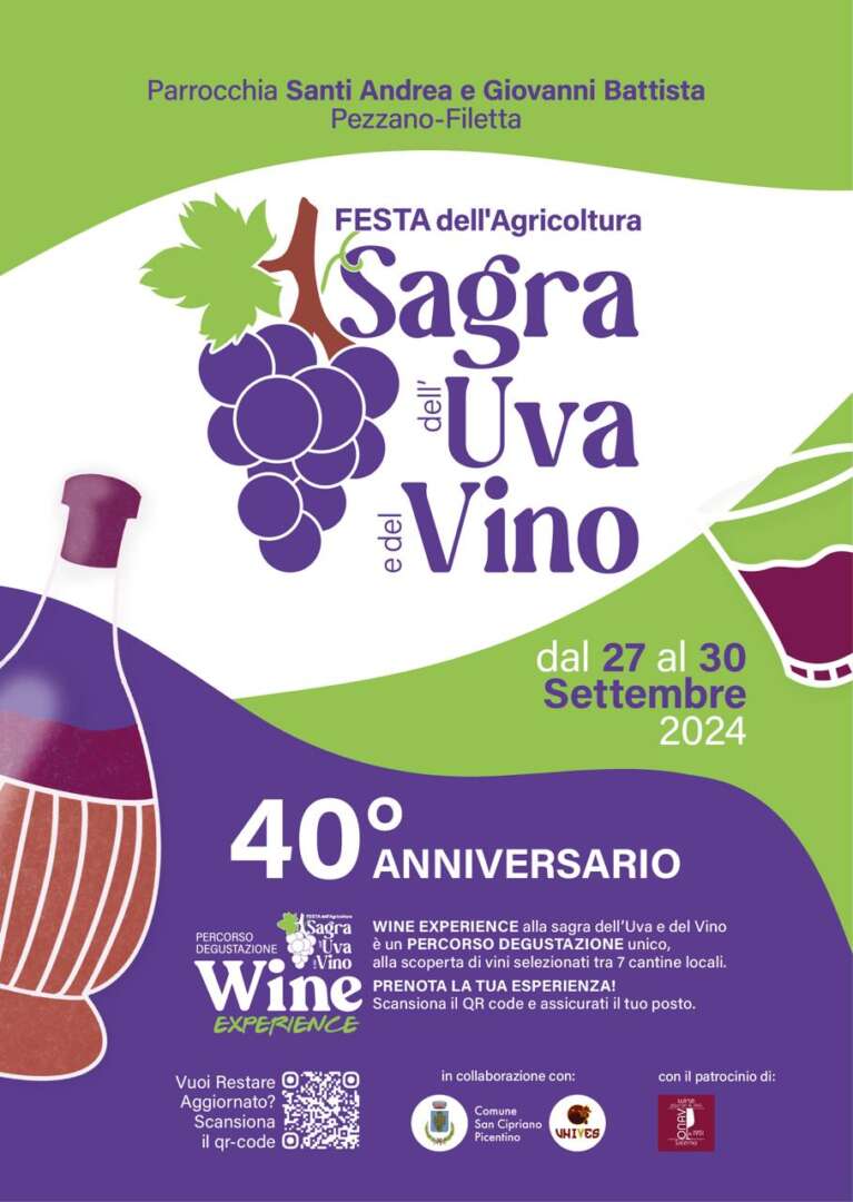 San Cipriano Picentino: tutto pronto con Wine Experience con aziende vinicole, esperti e studiosi