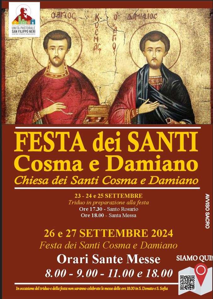 Santo Cosma e Damiano, il 26 e 27 settembre la festa: giovedì la messa dell’Arcivescovo Accrocca