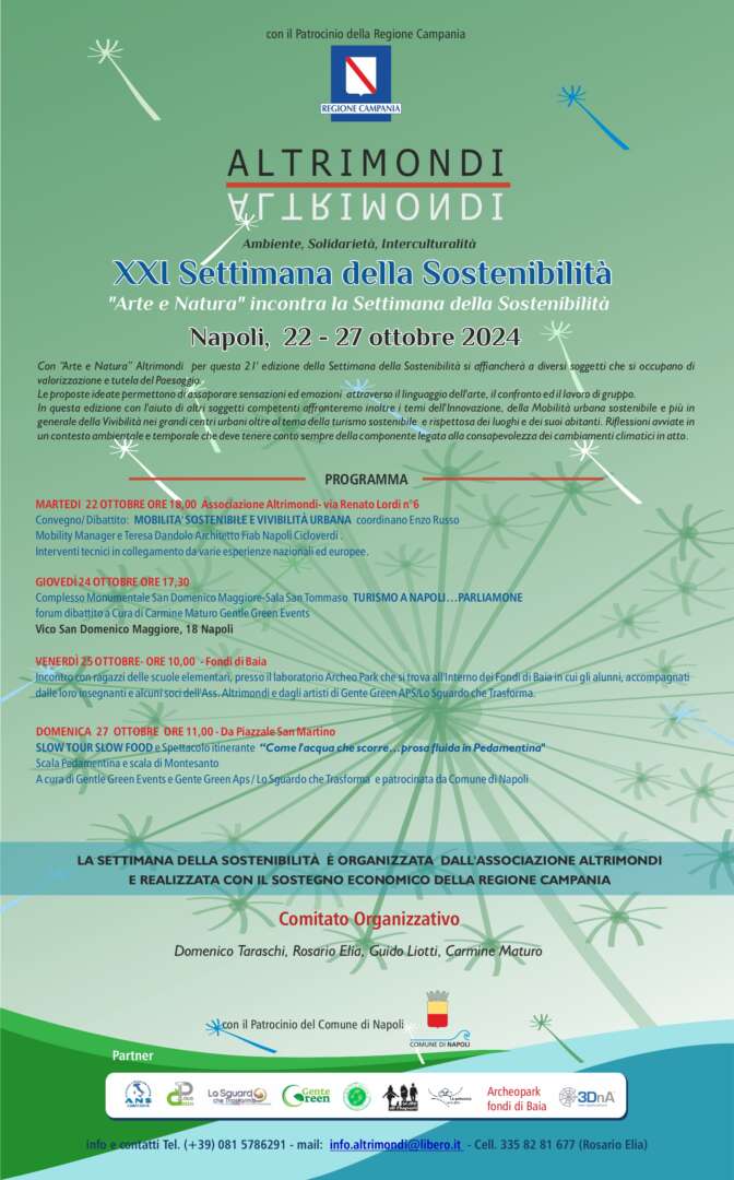 Napoli, al via la XXI° edizione della Settimana della Sostenibilità targata Altrimondi