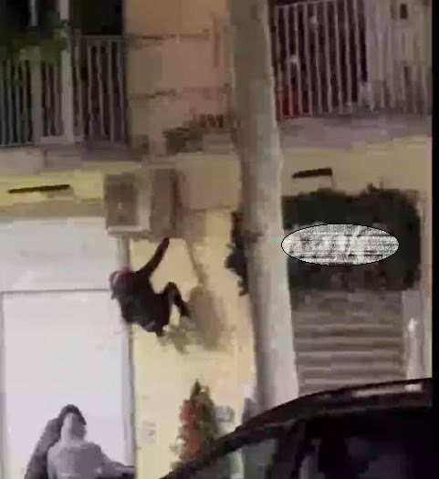 Napoli, baby gang ruba albero di Natale aggrappandosi a palazzo