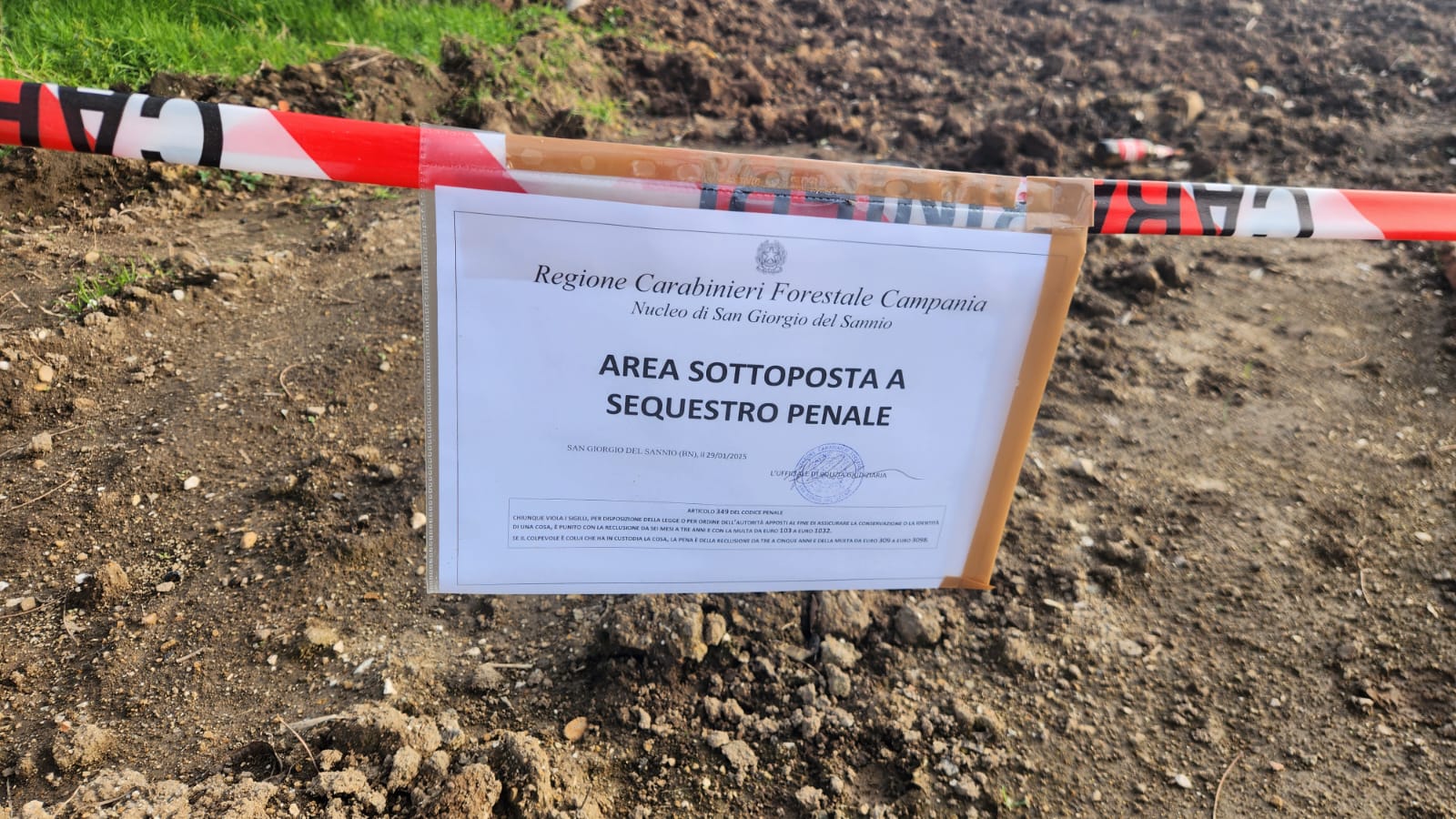 San Giorgio del Sannio, area di proprietà comunale sottoposta a sequestro penale