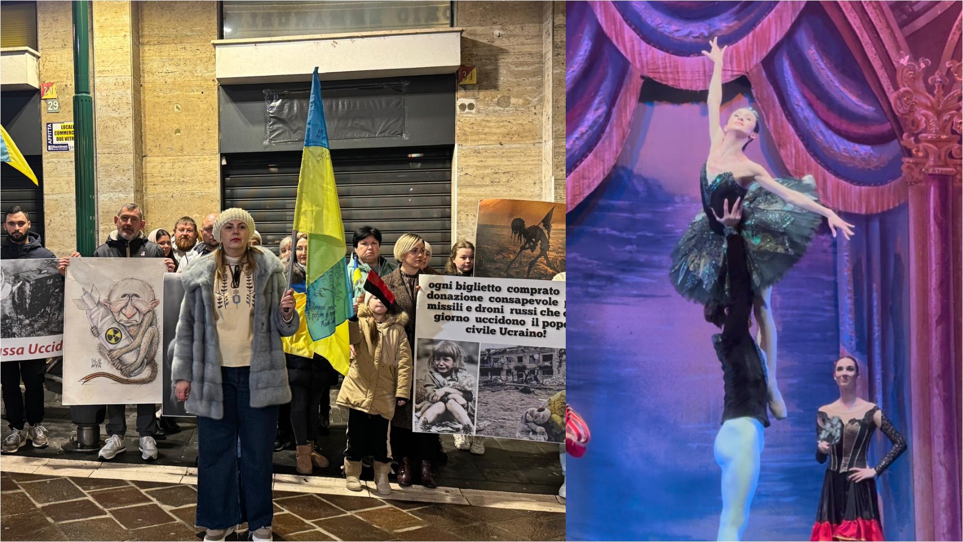 ‘Il Lago dei Cigni’: protesta in strada, eccellenza sul palco