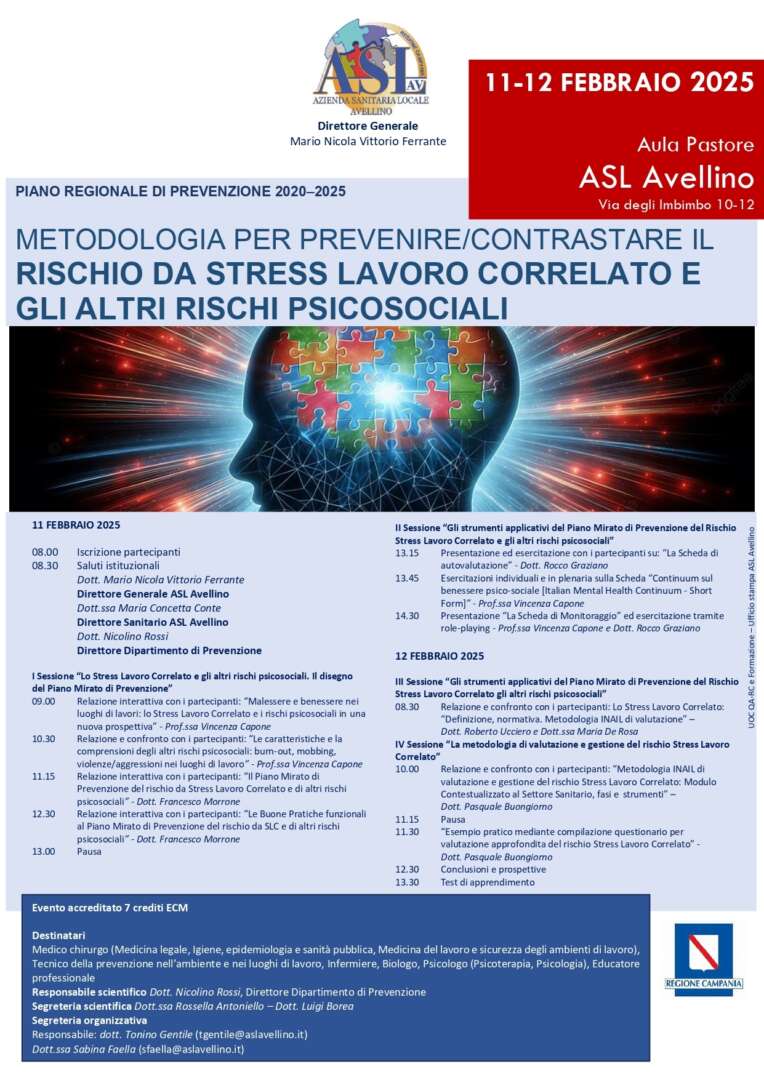 Prevenire lo stress lavoro correlato, l’Asl promuove due giorni dedicati alla formazione