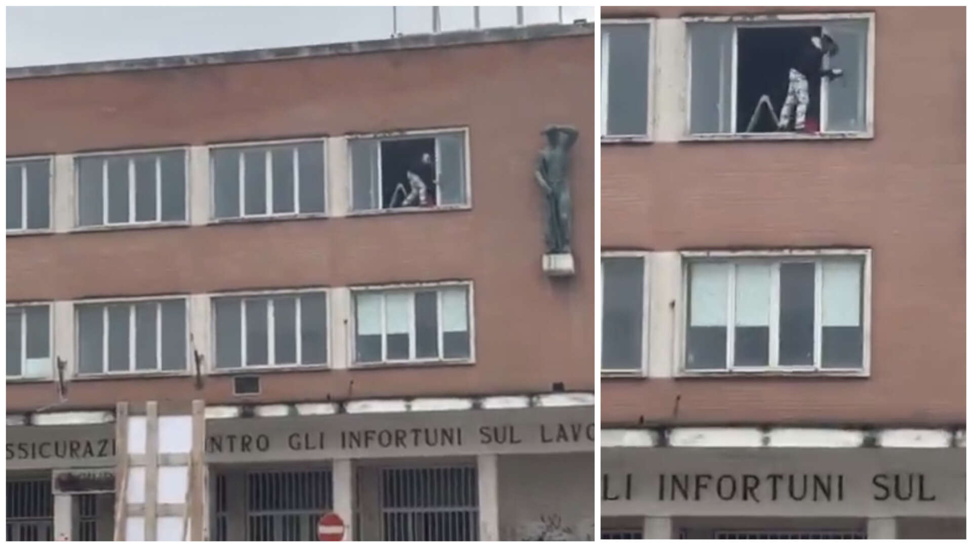 VIDEO/ Assurdo a Benevento: lavora senza protezioni sul palazzo degli infortuni sul lavoro