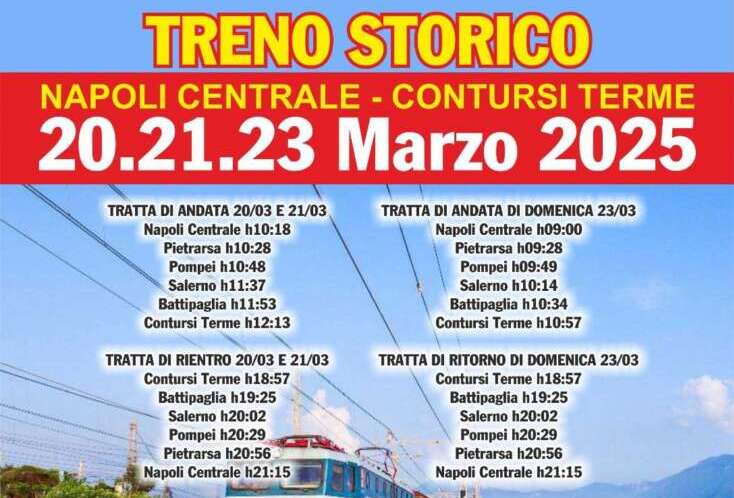 Contursi Terme, dal 21 al 23 marzo il viaggio sul treno storico delle Ferrovie dello Stato