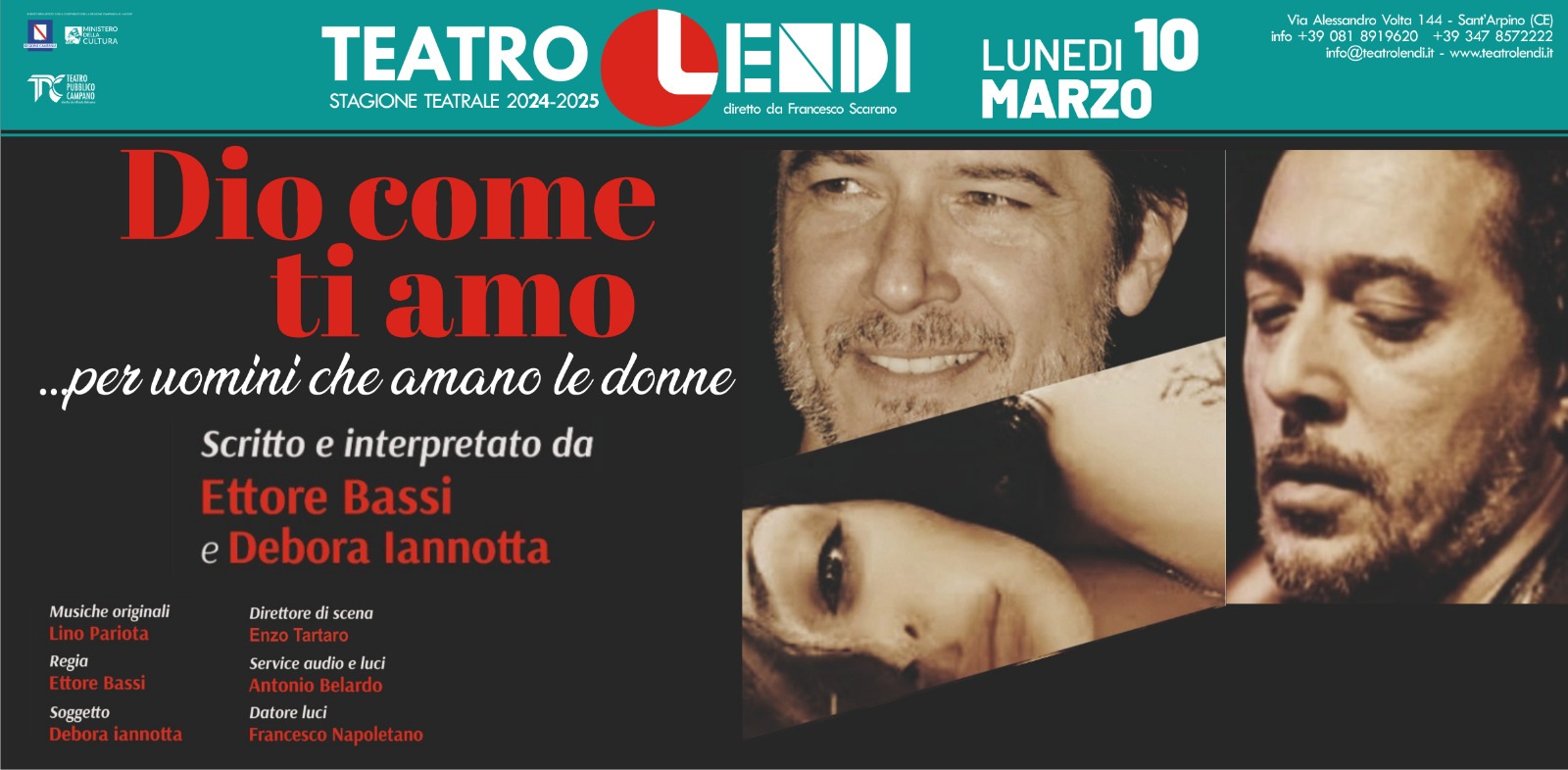 Al Teatro Lendi arriva ‘Dio come ti amo’ con Bassi e Iannotta