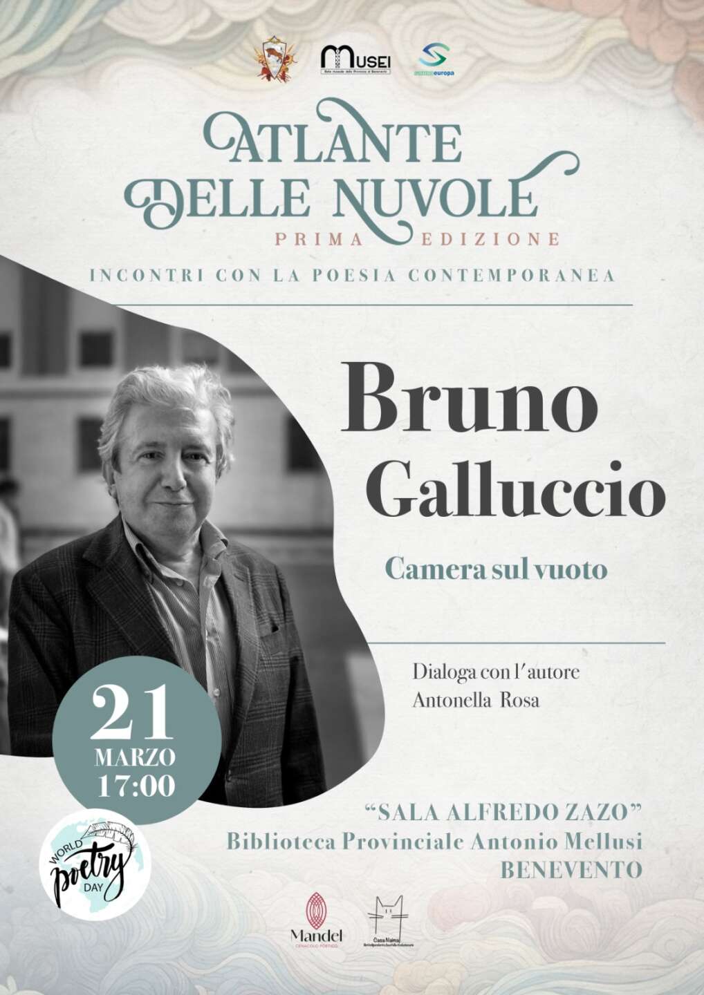 ‘Atlante delle nuvole’, venerdì alla Biblioteca Provinciale c’è Bruno Galluccio